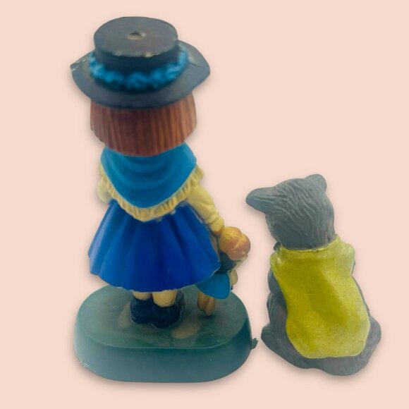 Vintage Little Girl Holding Doll Christmas Holiday Decor & Cat On Toy Train RARE - Picture 4 of 8